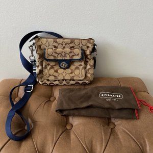 Coach small crossbody bag in navy and canvas